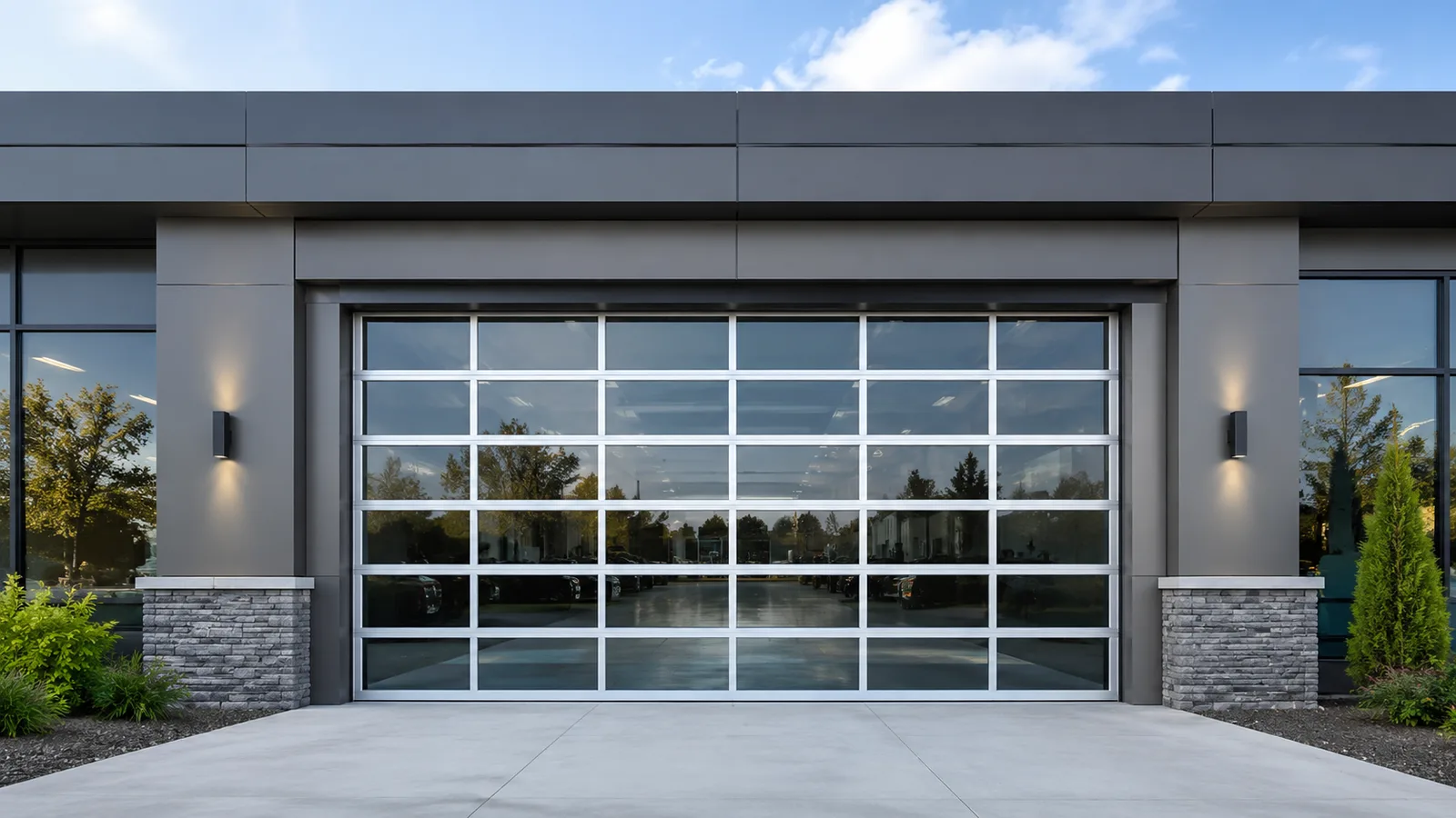 Full view aluminum and glass commercial door in a customer-facing space.